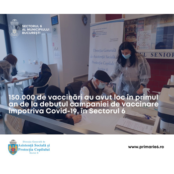 150.000 de vaccinări au avut loc în primul an de la debutul campaniei de vaccinare împotriva Covid-19, în sectorul 6 