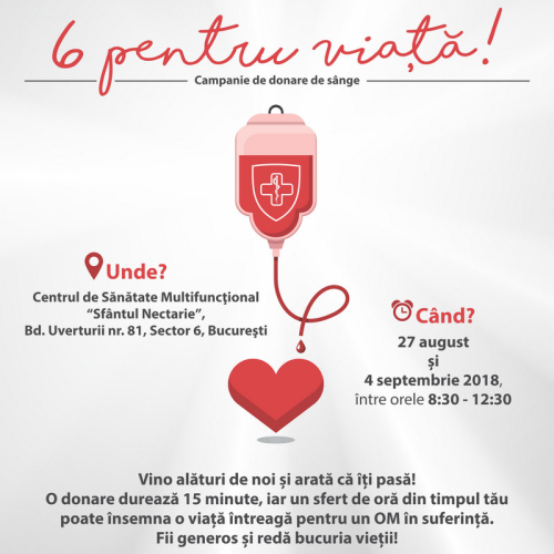Campanie de donare de sânge - “6 PENTRU VIAȚĂ!”
